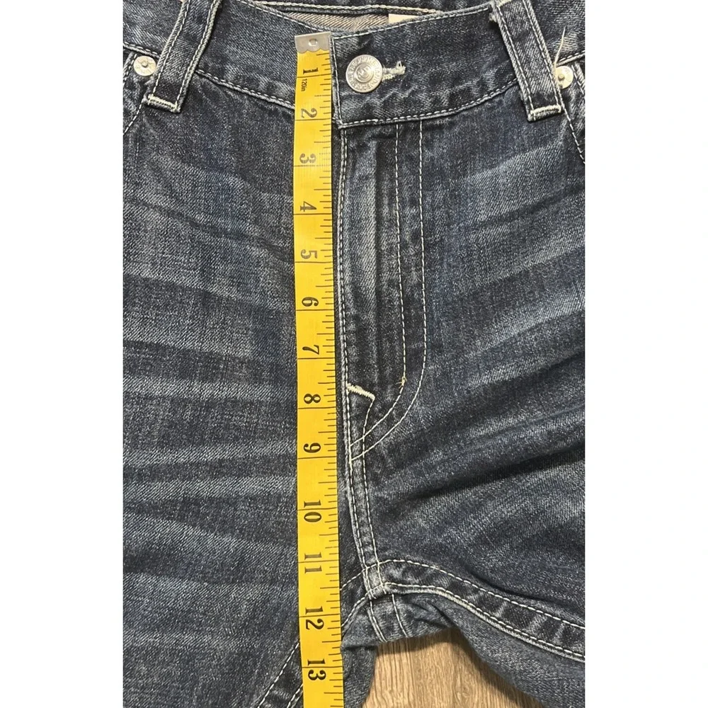 True Religion World Tour Dark Wash Straight Leg Distressed Jeans Sz 42 (44x34)
